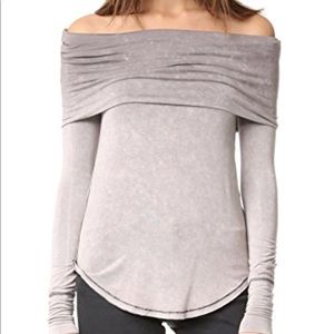 Free people grey off the shoulder shirt xs